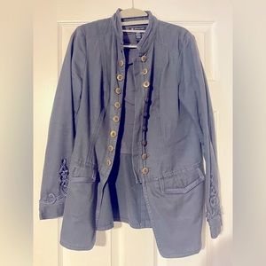 INC dark blue gray fitted blazer